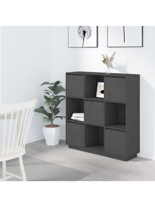 Komoda šedá 110,5 x 35 x 117 cm masivní borové dřevo