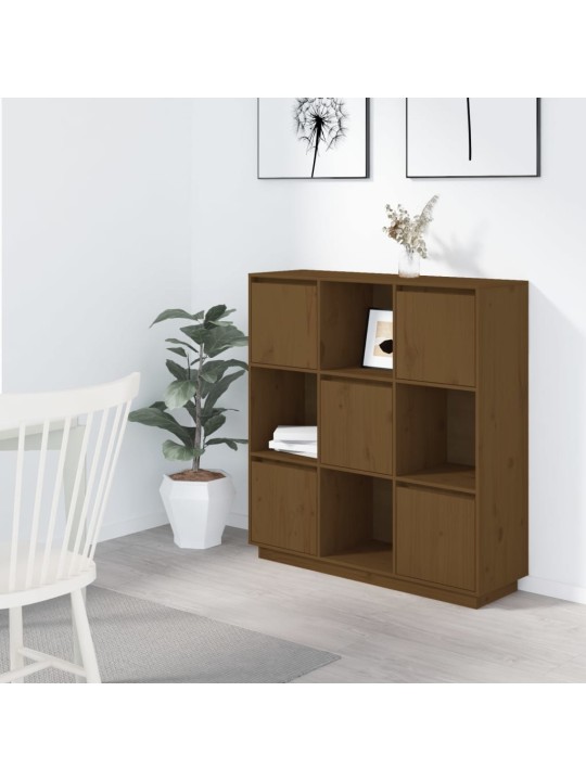Komoda medově hnědá 110,5 x 35 x 117 cm masivní borové dřevo