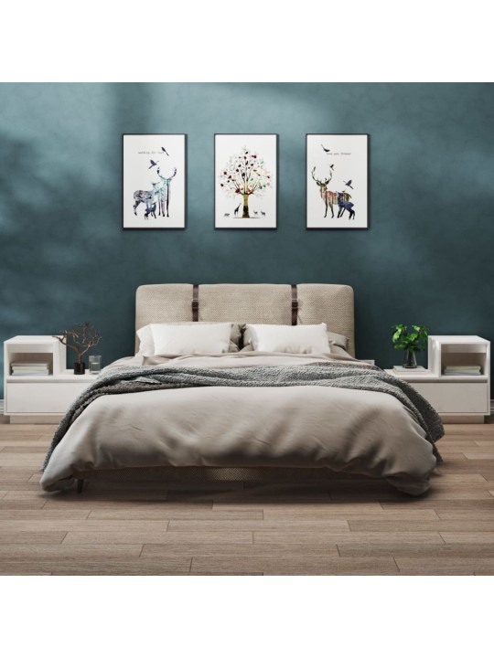 Noční stolky 2 ks bílé 60 x 34 x 51 cm masivní borové dřevo