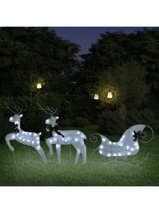 Vánoční sobi se sáněmi 60 LED diod do exteriéru bílá