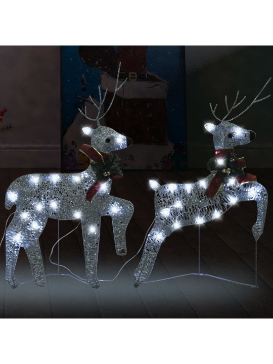 Vánoční sobi 2 ks stříbrní 40 LED diod