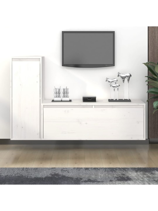 TV skříňky 2 ks bílé masivní borové dřevo