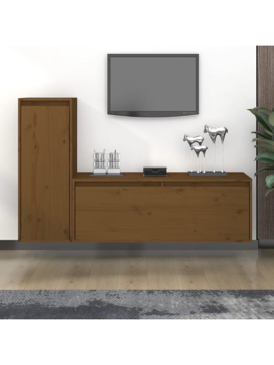 TV skříňky 2 ks medově hnědé masivní borové dřevo