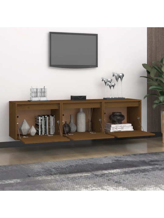 TV skříňky 3 ks medově hnědé masivní borové dřevo