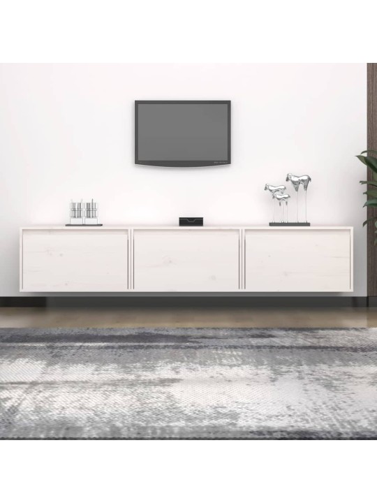 TV skříňky 3 ks bílé masivní borové dřevo