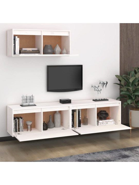 TV skříňky 3 ks bílé masivní borové dřevo