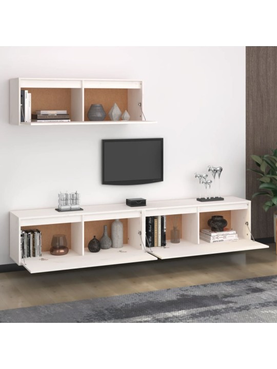 Sada 3 kusů TV skříněk bílá masivní dřevo borovice