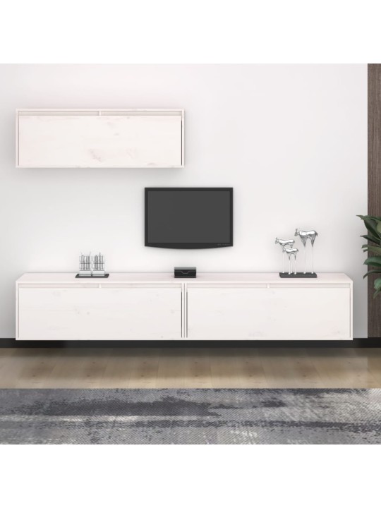 Sada 3 kusů TV skříněk bílá masivní dřevo borovice