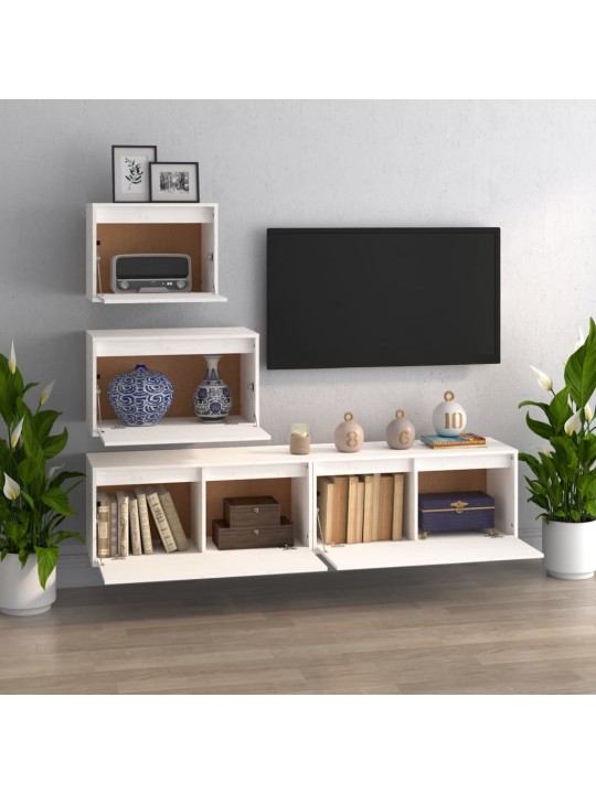 TV skříňky 4 ks bílé masivní borové dřevo