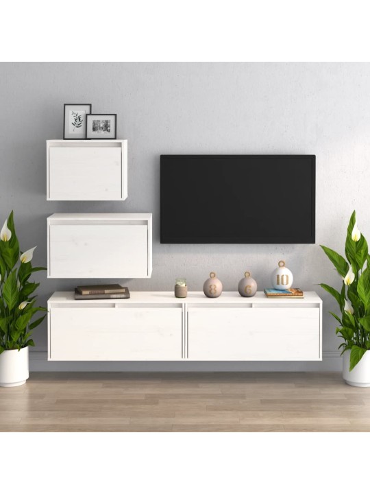 TV skříňky 4 ks bílé masivní borové dřevo