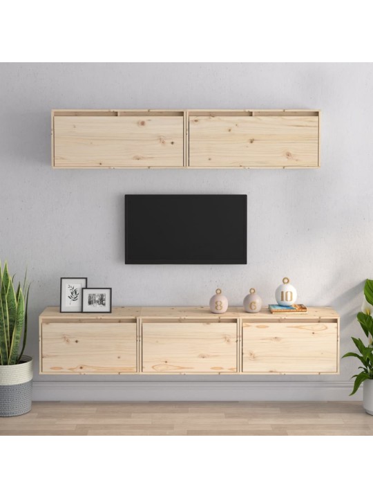 Sada 5 kusů TV skříněk z masivního dřeva borovice