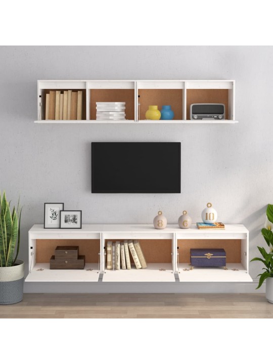 TV skříňky 5 ks bílé masivní borové dřevo