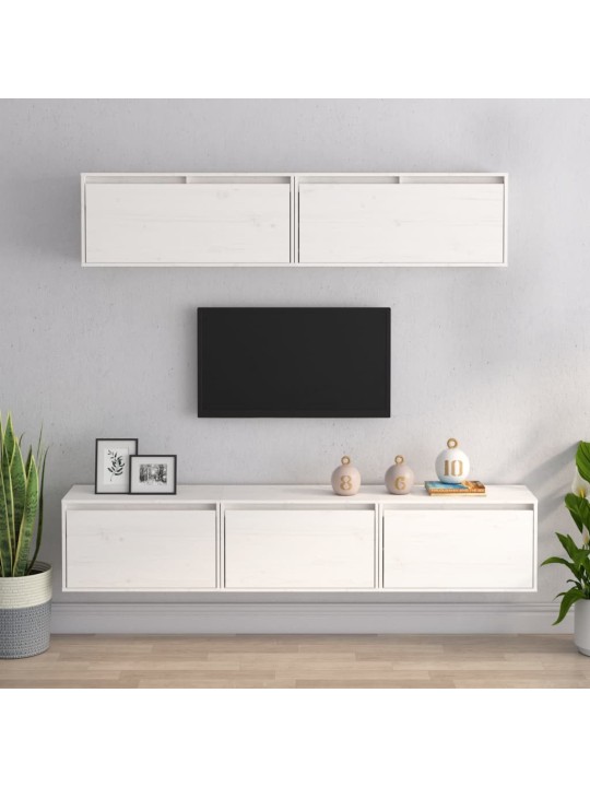 TV skříňky 5 ks bílé masivní borové dřevo