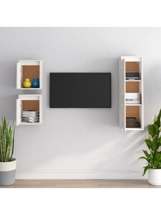 TV skříňky 3 ks bílé masivní borové dřevo