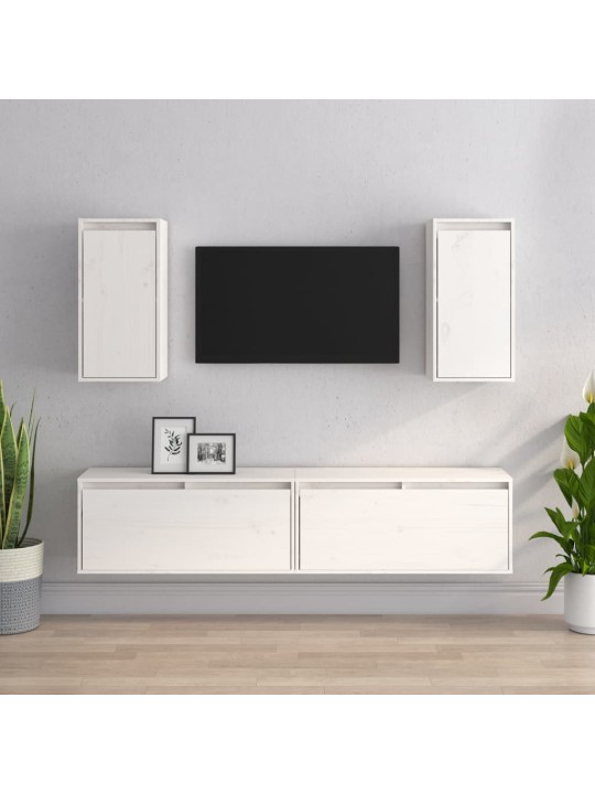 TV skříňky 4 ks bílé masivní borové dřevo