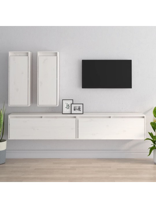 TV skříňky 4 ks bílé masivní borové dřevo