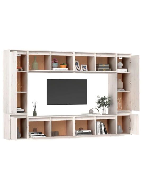 TV skříňky 8 ks bílé masivní borové dřevo