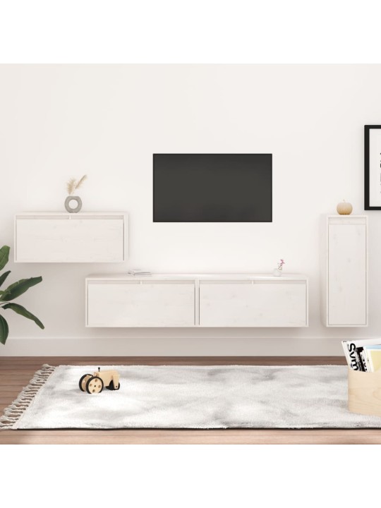 TV skříňky 4 ks bílé masivní borové dřevo