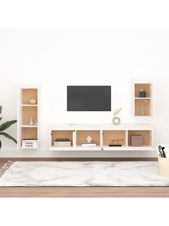 TV skříňky 4 ks bílé masivní borové dřevo