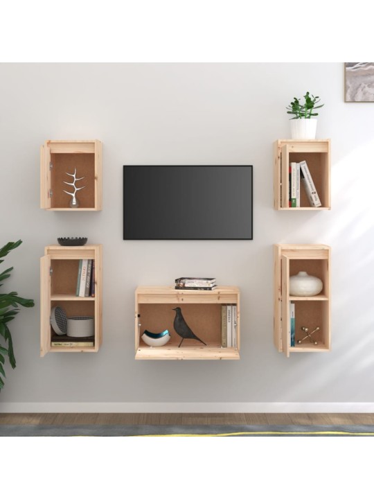 TV skříňky 5 ks masivní borové dřevo