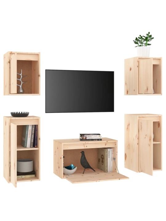 TV skříňky 5 ks masivní borové dřevo