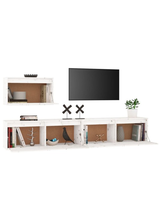 TV skříňky 3 ks bílé masivní borové dřevo
