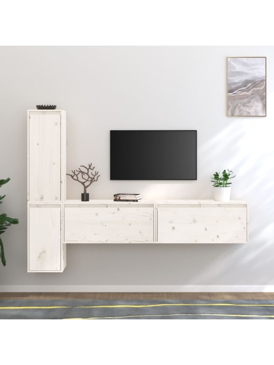 TV skříňky 4 ks bílé masivní borové dřevo