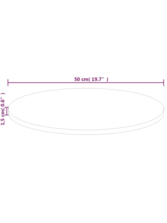 Kulatá stolní deska Ø50x1,5 cm masivní dub bez povrchové úpravy