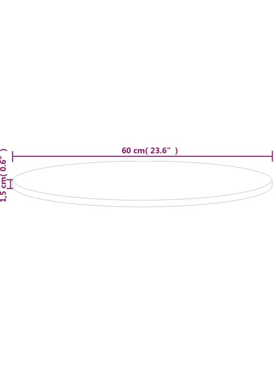 Kulatá stolní deska Ø60x1,5 cm masivní dub bez povrchové úpravy