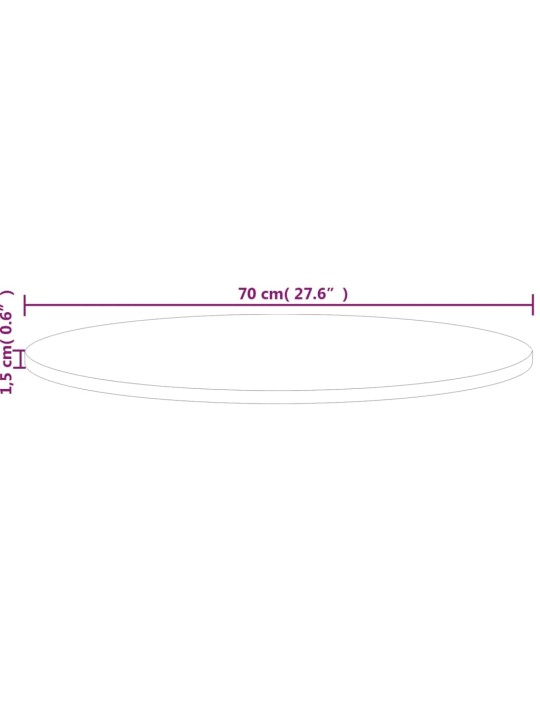 Kulatá stolní deska Ø70x1,5 cm masivní dub bez povrchové úpravy