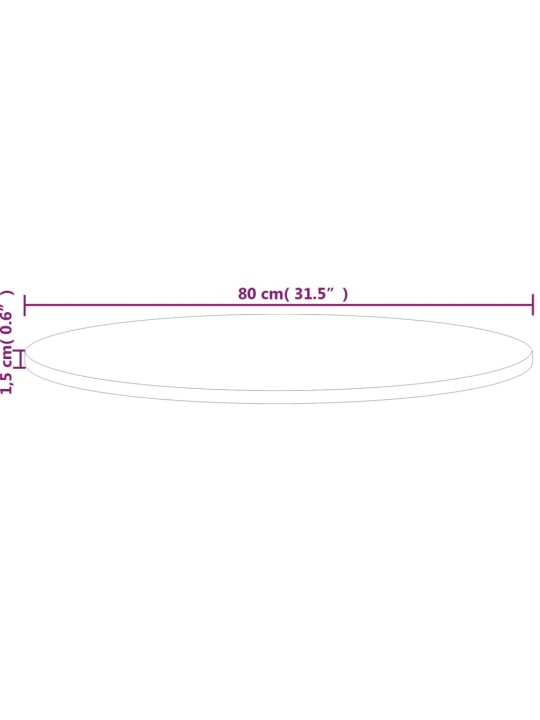 Kulatá stolní deska Ø80x1,5 cm masivní dub bez povrchové úpravy