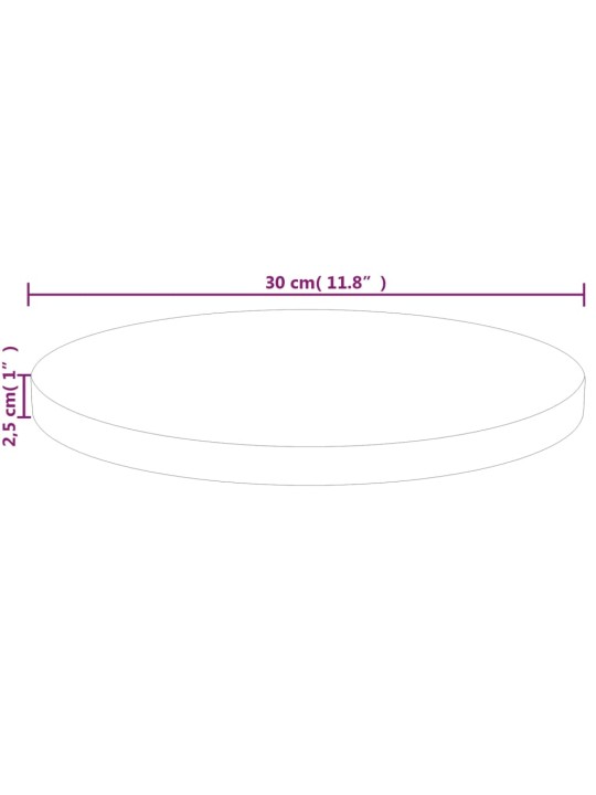 Kulatá stolní deska Ø30x2,5 cm masivní dub bez povrchové úpravy
