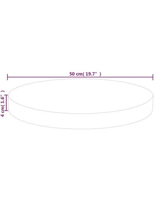 Kulatá stolní deska Ø 50x4 cm masivní dub bez povrchové úpravy