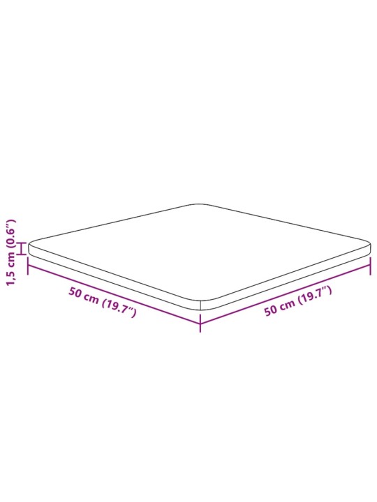 Čtvercová stolní deska 50x50x1,5 cm masivní dub bez úprav
