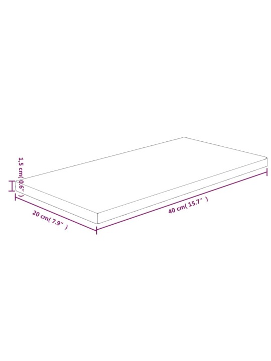 Policová deska 40x20x1,5 cm masivní dubové dřevo bez úprav