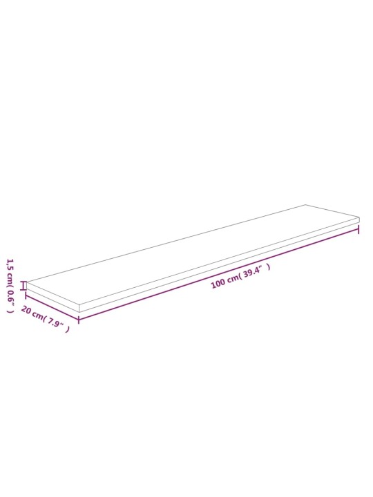 Policová deska 100 x 20 x 1,5 cm masivní dubové dřevo bez úprav