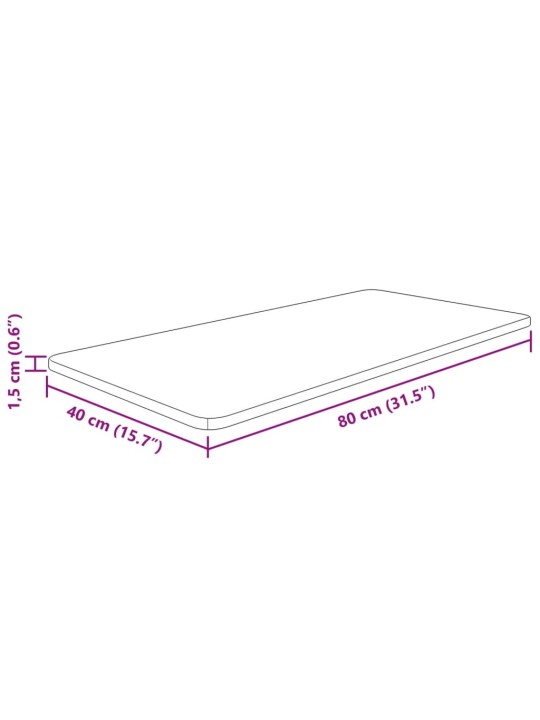 Koupelnová deska 80 x 40 x 1,5 cm neošetřené masivní dřevo