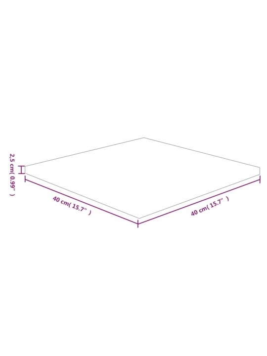 Čtvercová stolní deska 40x40x2,5 cm masivní dub bez úprav
