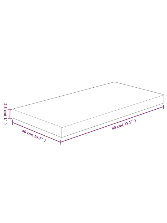 Koupelnová deska 80 x 40 x 2,5 cm neošetřené masivní dřevo