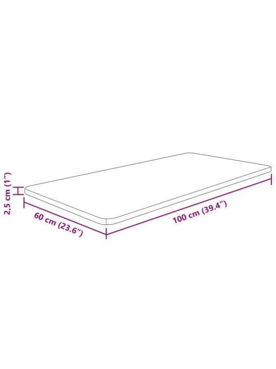 Koupelnová deska 100 x 60 x 2,5 cm neošetřené masivní dřevo