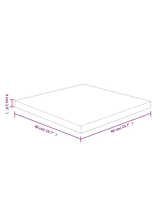 Čtvercová stolní deska 100x20x2,5cm masivní dub bez úprav