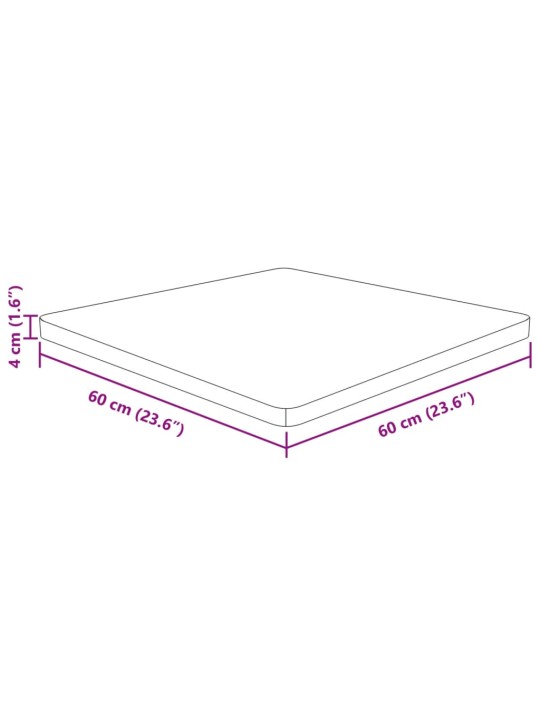 Čtvercová stolní deska60x60x4 m masivní dub bez úprav