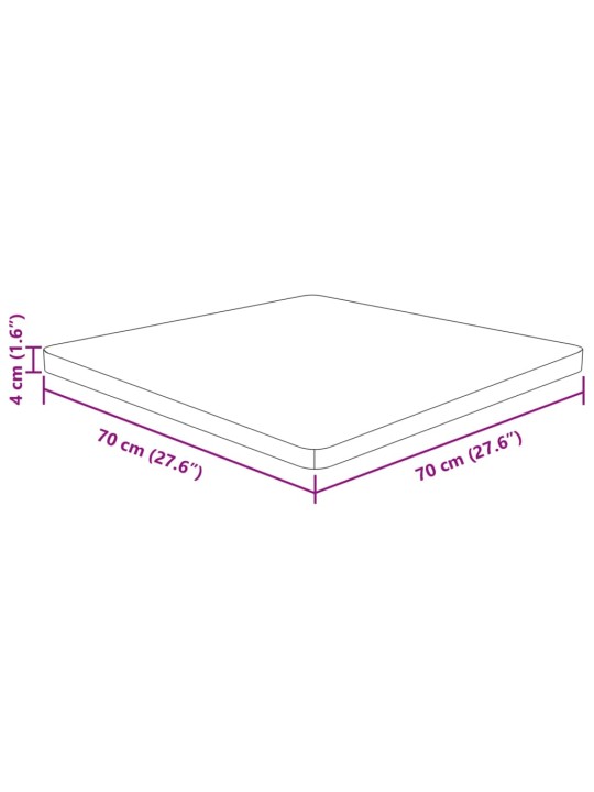 Čtvercová stolní deska 70x70x4 cm masivní dub bez úprav