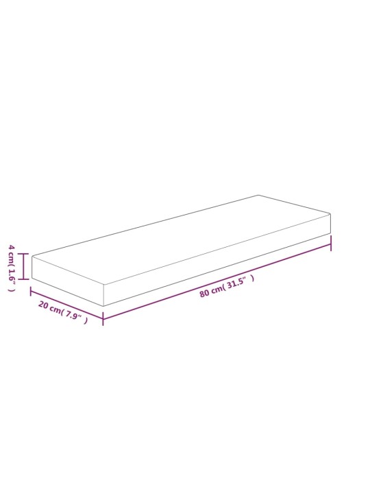 Policová deska 80x20x4 cm masivní dubové dřevo bez úprav