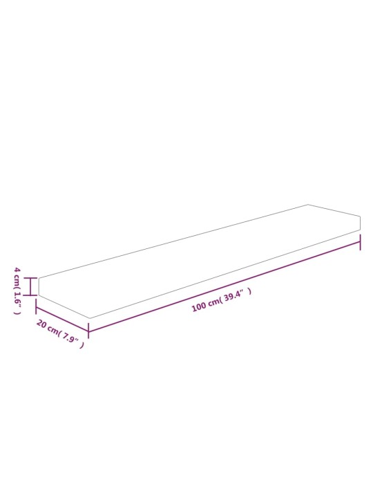 Policová deska 100x20x4 cm masivní dubové dřevo bez úprav