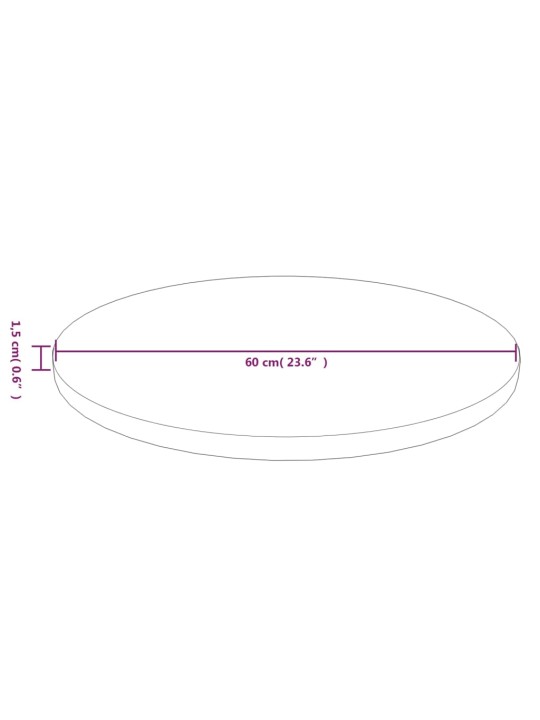 Kulatá stolní deska světle hnědá Ø60x1,5cm ošetřený masivní dub