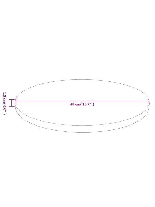 Kulatá stolní deska tmavě hnědá Ø40x1,5 cm ošetřený masivní dub