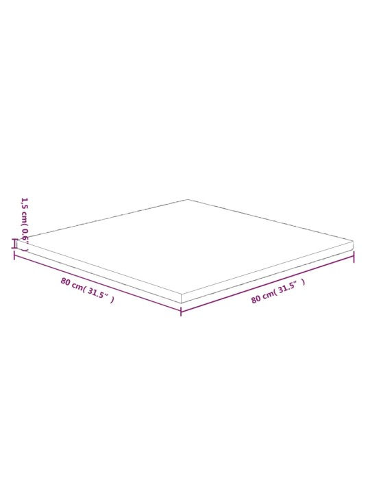 Čtvercová stolní deska tmavě hnědá 80x80x1,5 cm ošetřený dub