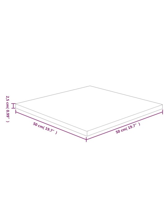 Čtvercová stolní deska světle hnědá 50x50x2,5 cm ošetřený dub