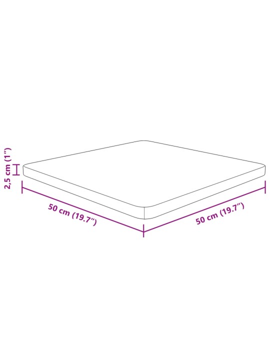 Čtvercová stolní deska tmavě hnědá 50x50x2,5 cm ošetřený dub